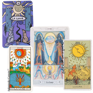 Encontrando el significado de La LUNA en varios Tarot